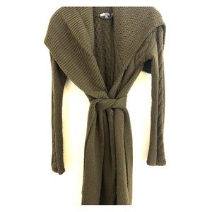 Vince long cableknit tie-waist sweater